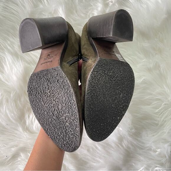 Aquatalia | Womens Loren Waterproof Block Heel Bootie Boots Olive Green Suede 10 - Picture 9 of 10